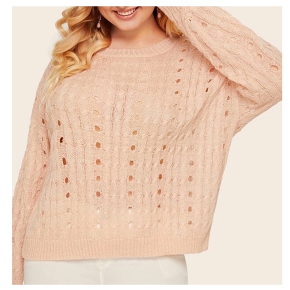 Sweaters - ➕ Pink Cut Out Open Weave Sweater